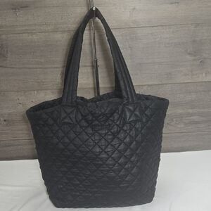 Large MZ Wallace Metro Black Quilted Nylon Tote Travel